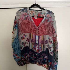 Johnny Was Multicolor Floral Blouse